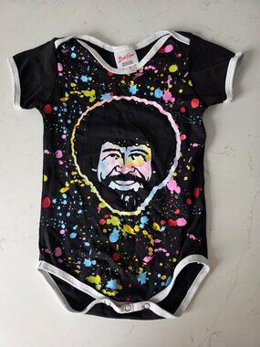 Bob Ross Baby Onesie Size 6-12 months Paint Splatter Print So Cute!